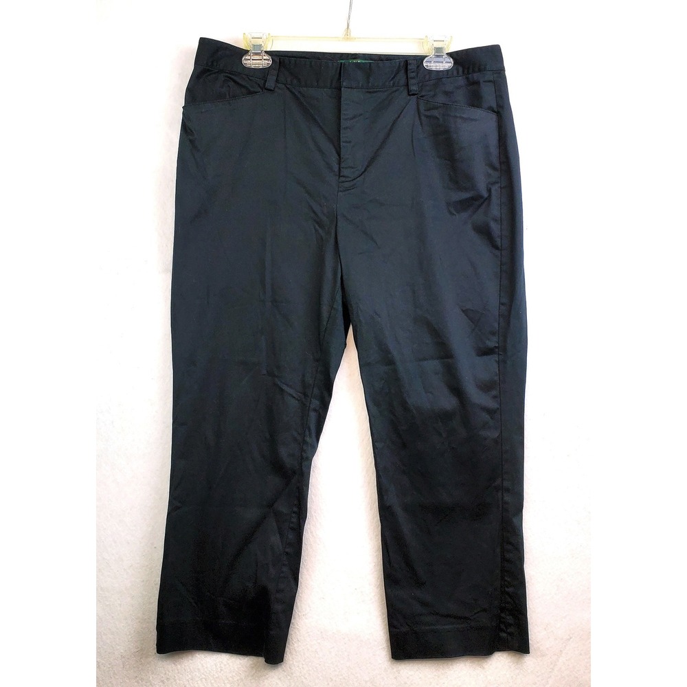 Lauren Ralph Lauren Pants Black Cropped Chino with Pockets Women's Size 14P